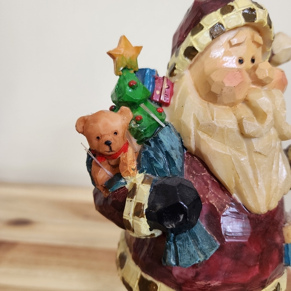 Resin Fiber Optic Santa Claus with Toy Sack Figurine Christmas Decor - Picture 7 of 12